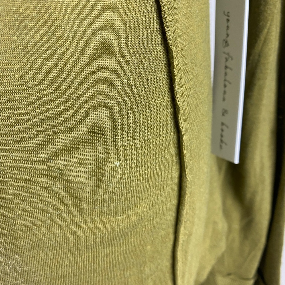 NWT YOUNG FAB BROKE Soft Button Down Long Sleeve Tshirt Olive Green Womens Med - Picture 3 of 8